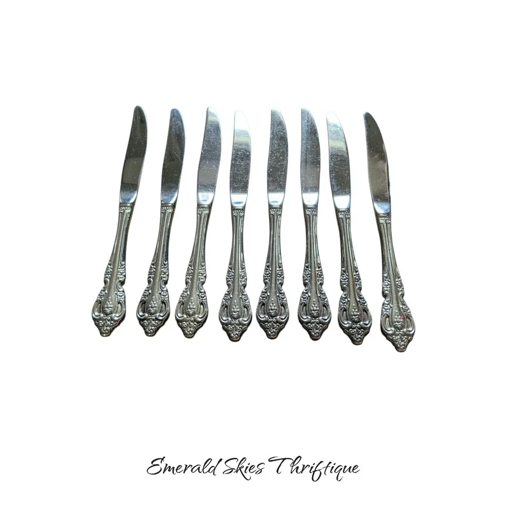 Oneida Community Brahms Stainless Set Of 8 Dinner Knives Silverware Flatware